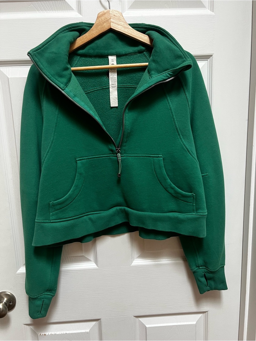 lululemon athletica Emerald Green Cropped Half-Zip Hoodie